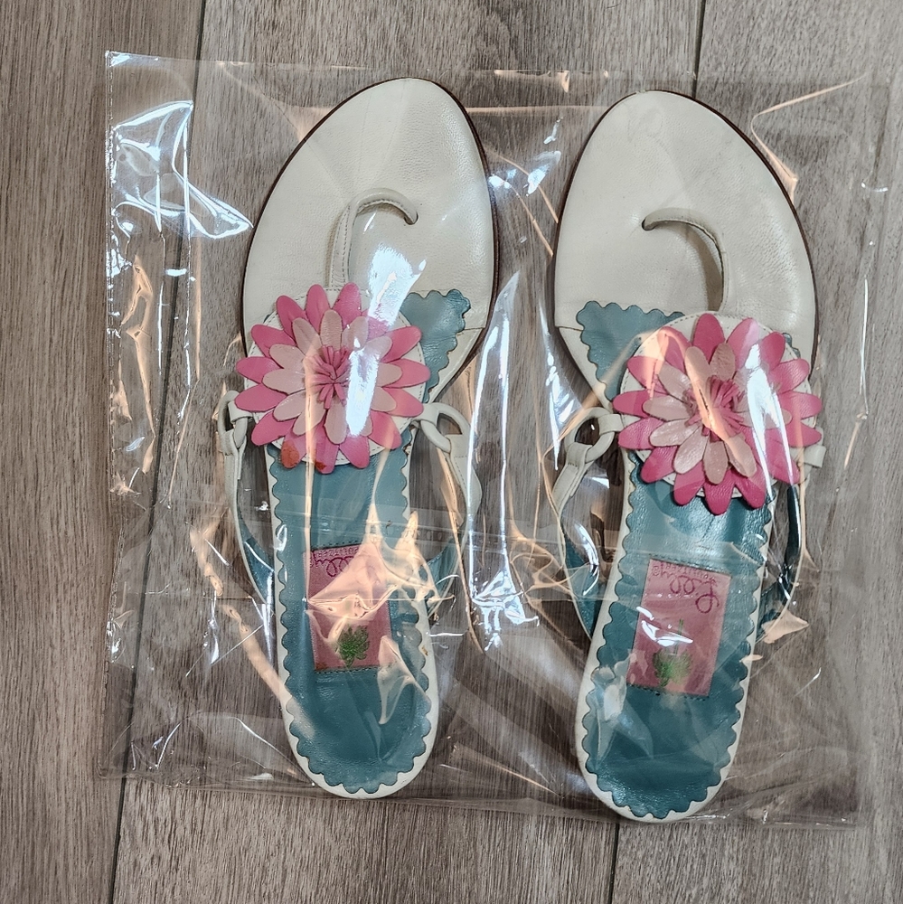 Lilly Pulitzer White and Pink Floral Sandals - Picture 9 of 9
